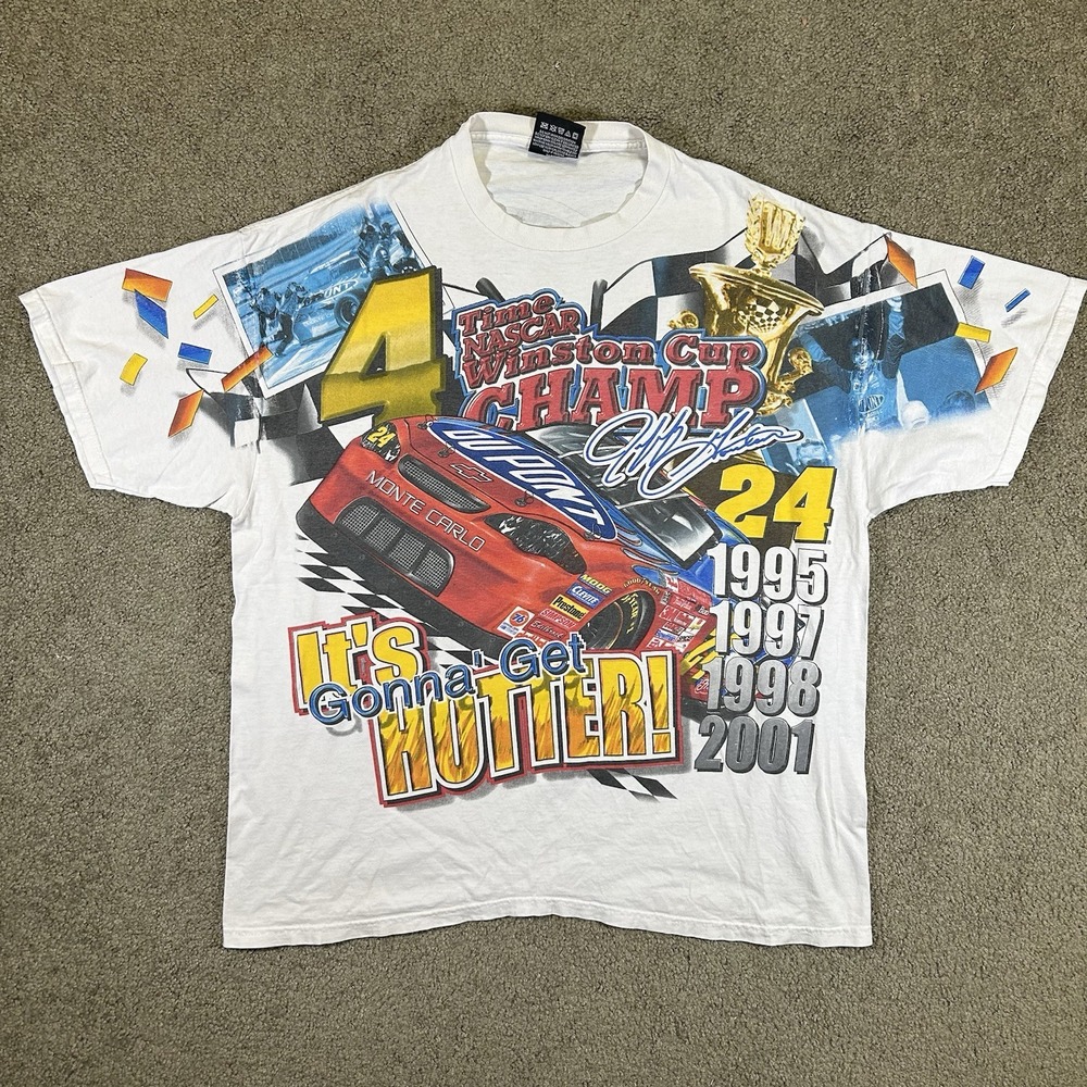 Vintage Jeff Gordon 4 Time NASCAR Winston‎ Cup Champ 2001 T Shirt AOP Size Large